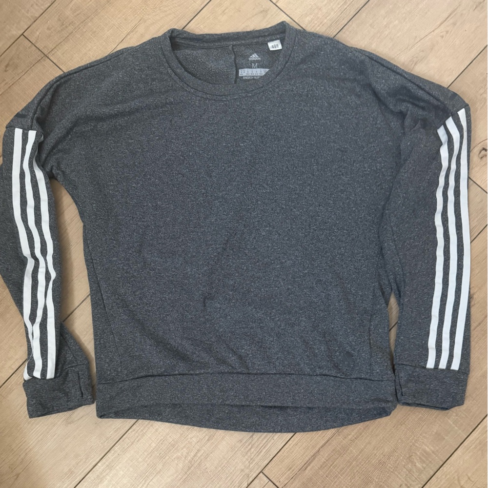 Adidas Dark Gray Sweatshirt with White Stripes